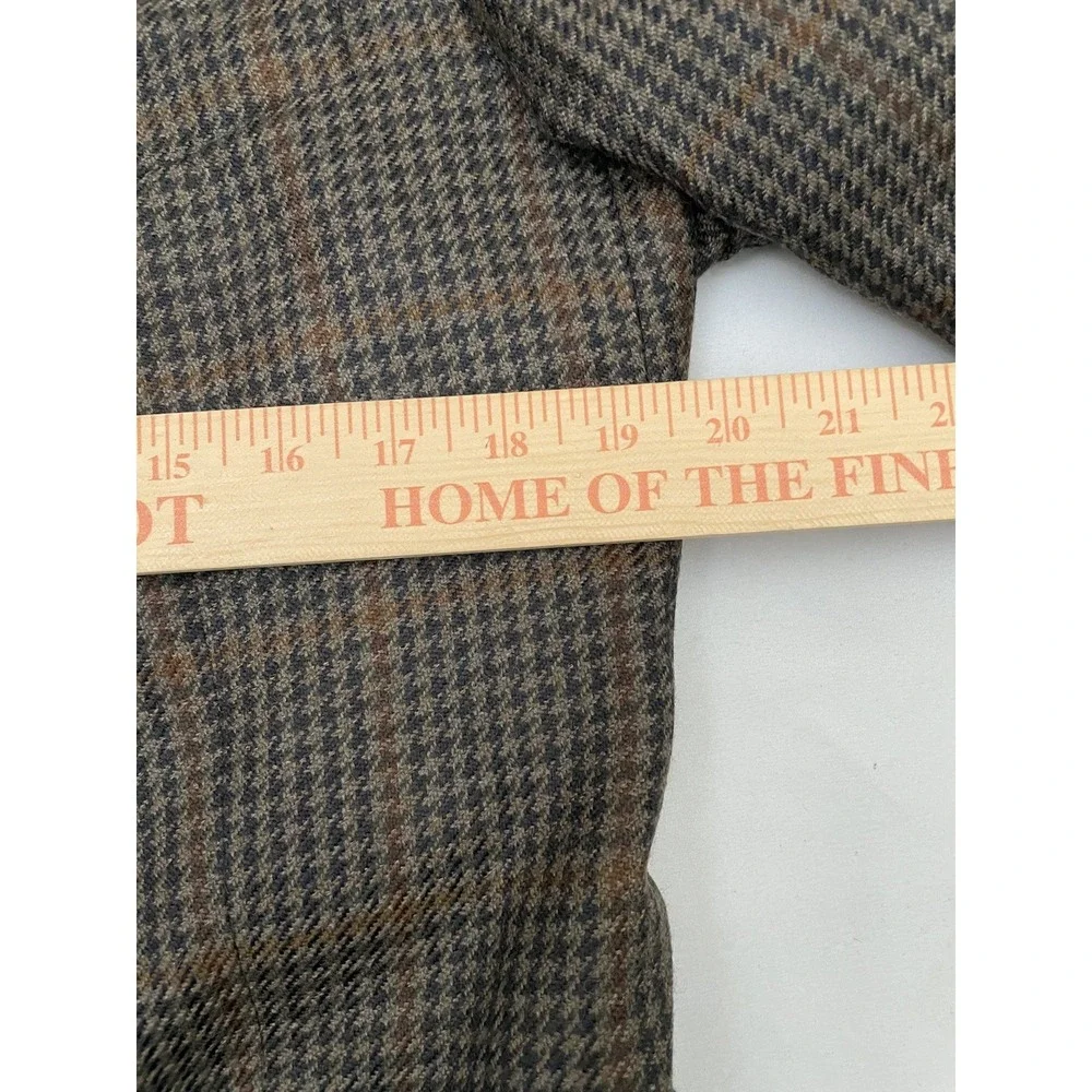 Vintage Polo University Club Houndstooth Pure Wool Men's Blazer 38L Brown Lined